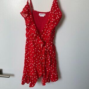 Lovers + Friends, Octavia Mini Wrap Dress Polka Dot, Size S